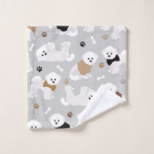 Bichon Frise Bones and Paws Grey (Gant de toilette)