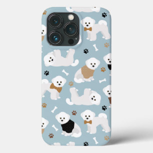Bichon Frise Botten en Paws Blue iPhone 13 Pro Hoesje