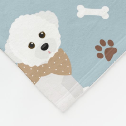 Bichon Frise Botten en Paws Blue Fleece Deken (Hoek)