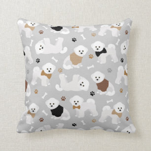Bichon Frise Botten en Paws Gray Kussen