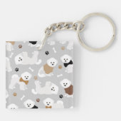Bichon Frise Botten en Paws Gray Sleutelhanger (Achterkant)
