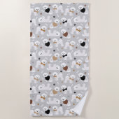 Bichon Frise Botten en Paws Gray Strandlaken (Voorkant)