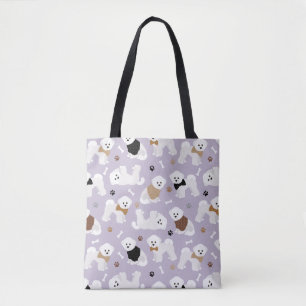 Bichon Frise Botten en Paws Paarse Canvas tas
