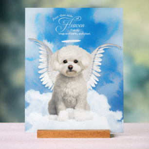 Bichon Frise Chien Angel avec nom Pet Memorial