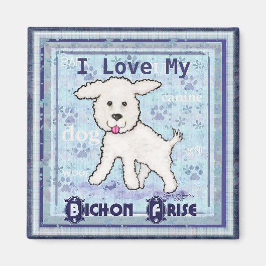 Bichon Frise Chien Chien Chien Magnet d'art (Devant)