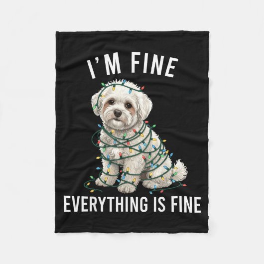 Bichon Frise Christmas I'm Fine Everything Is Fine Fleece Deken (Voorkant)
