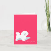 Bichon Frise Custom Note Kaart in Roze (Voorkant)