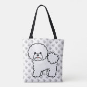 Bichon Frise Cute Cartoon Dog & Paws Draagtas (Achterkant)