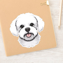 Bichon Frise Cute Dog Face Puppy Cartoon Contour Sticker