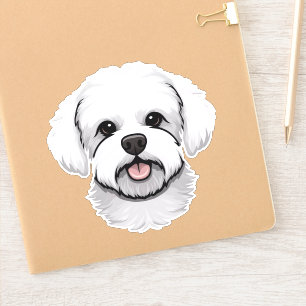 Bichon Frise Cute Dog Face Puppy Cartoon Contour Sticker
