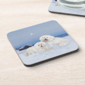 Bichon Frise December Evening Onderzetter (Linkerzijde)