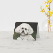 Bichon Frise Dog Art Note Kaart (Gele Bloem)