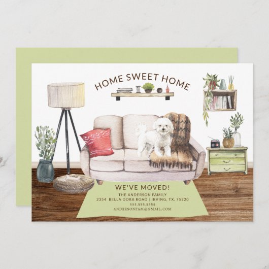 Bichon Frise Dog Bewegende Aankondiging (Voorkant / Achterkant)