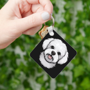 Bichon Frise Dog Cute Funny Puppy Face Sleutelhanger
