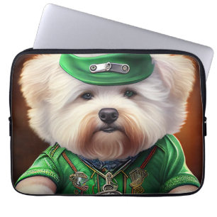 Bichon Frisé Dog Driving Bike St. Patrick's Day Laptop Sleeve