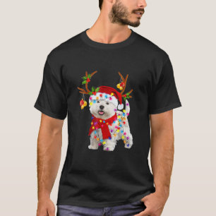 Bichon Frise Dog rendiertje Santa Kerstmis Funny T-shirt