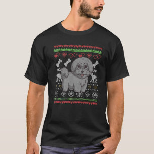 Bichon Frise Dog Santa Claus Ugly kerstpatter T-shirt