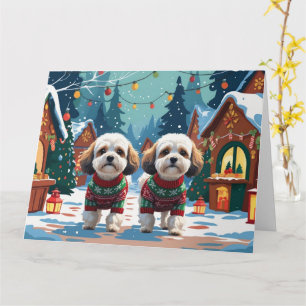 Bichon Frise Dogs Kerstmis Sneeuw Vakantie Kaart