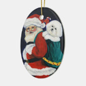 Bichon Frise en kerstversiering voor kerstmis Keramisch Ornament (Links)