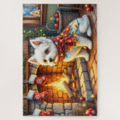 Bichon Frise Fireplace with Christmas Lights Legpuzzel (Verticaal)