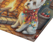Bichon Frise Fireplace with Christmas Lights Snijplank (Hoek)