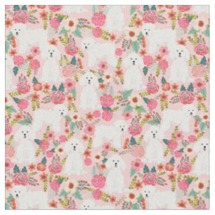 Bichon Frise floraals roze Stof