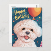 Bichon Frise Gefeliciteerd Briefkaart (Voorkant / Achterkant)