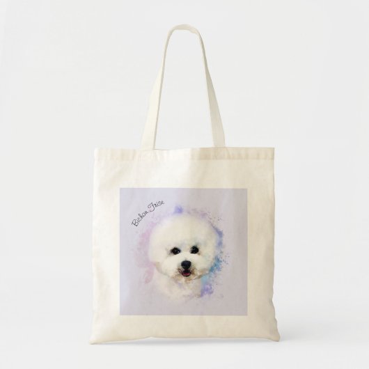 Bichon Frise geïllustreerde Canvas tas (7 kleuren) (Voorkant)