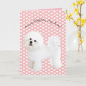 Bichon Frise Geïllustreerde Verjaardag Kaart (Gele Bloem)