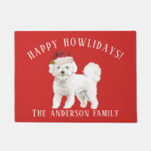 Bichon Frise Gelukkige Feestdagen Kerstmis Deurmat (Voorkant)