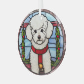 Bichon Frise Glas in lood Kerst Ornament (Voorkant links)