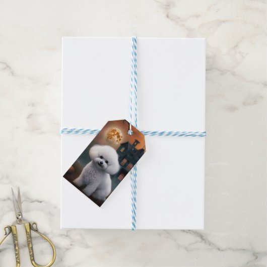 Bichon Frise Halloween Scary Cadeaulabel (Met Touw)