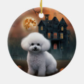 Bichon Frise Halloween Scary Keramisch Ornament (Achterkant)