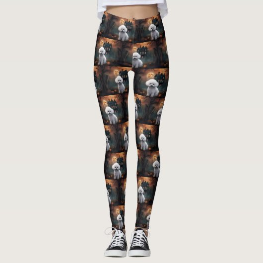 Bichon Frise Halloween Scary Leggings (Voorkant)