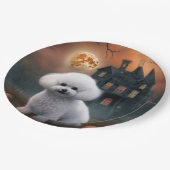 Bichon Frise Halloween Scary Papieren Bordje (Gekanteld)