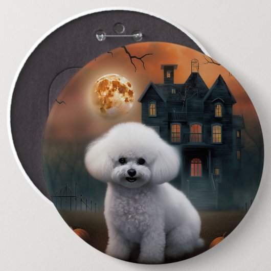 Bichon Frise Halloween Scary Ronde Button 6,0 Cm (Voorkant /achterkant)