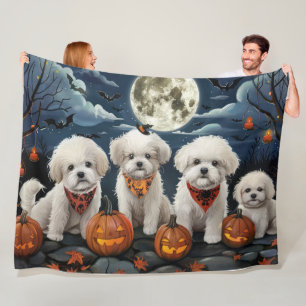 Bichon Frise Halloween Spooky Fleece Deken