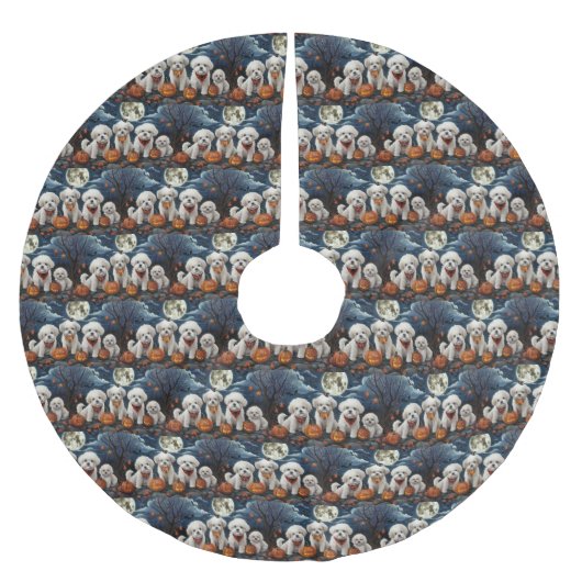 Bichon Frise Halloween Spooky Kerstboom Rok (Voorkant)