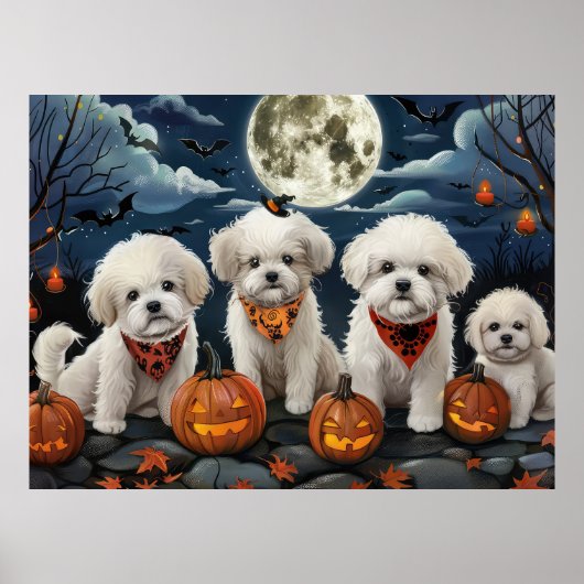 Bichon Frise Halloween Spooky Poster (Voorkant)