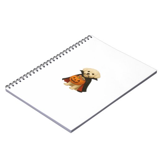 Bichon Frisé Halloween Vampire Pup met Pumpkin Ba Notitieboek (Linkerzijde)
