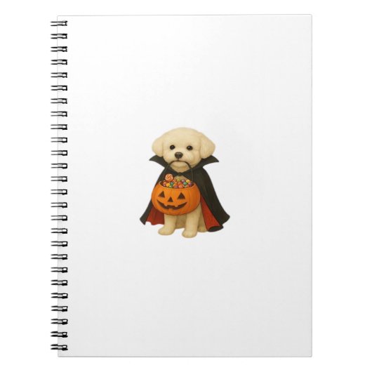 Bichon Frisé Halloween Vampire Pup met Pumpkin Ba Notitieboek (Voorkant)