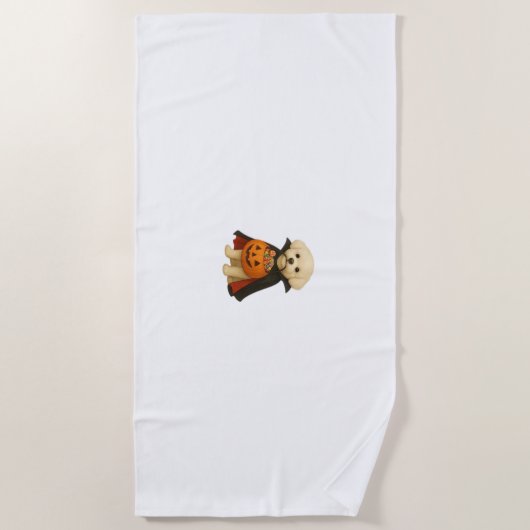 Bichon Frisé Halloween Vampire Pup met Pumpkin Ba Strandlaken (Voorkant)