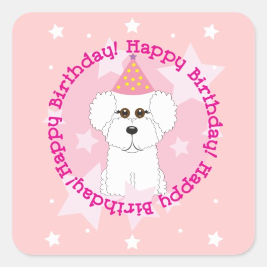 Bichon Frise Happy Anniversaire Stickers (Devant)