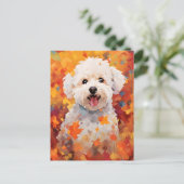 Bichon Frise Herfst Thanksgiving Briefkaart (Staand voorkant)