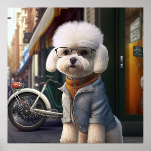 Bichon Frise Hipster Dog Poster (Voorkant)