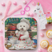 Bichon Frise Holiday Baking: Feestelijke Kerst Papieren Bordje (Feest)