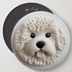 Bichon Frise Hond 3D Geïnspireerd Ronde Button 6,0 Cm