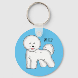 Bichon frise hond cartoon illustratie sleutelhanger