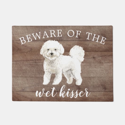Bichon Frise Hond Gepersonaliseerde Deurmat (Voorkant)