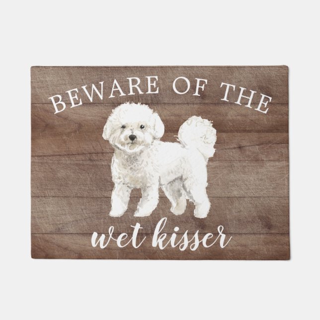 Bichon Frise Hond Gepersonaliseerde Deurmat (Voorkant)